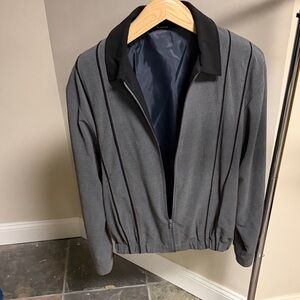 Gray Striped Zip-Up Jacket